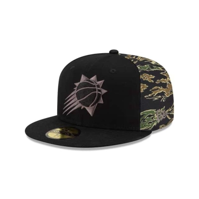 Black Phoenix Suns Hat - New Era NBA Camo Panel 59FIFTY Fitted Caps USA7486932